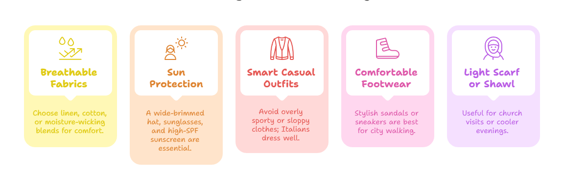 Travel packing checklist for Italy vacation