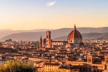 Florence, Italy cityscape with Duomo and Arno River