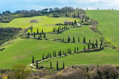 Scenic road through Tuscany hills